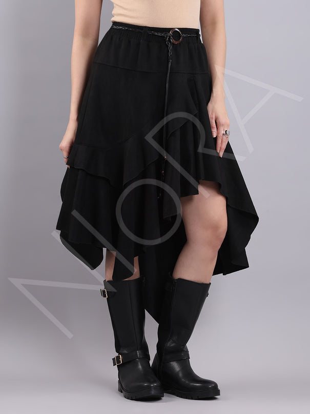 Asymmetric Suede Skirt