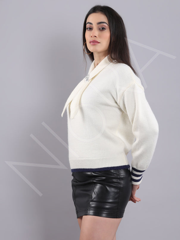 Wrap Neck Knit Pullover