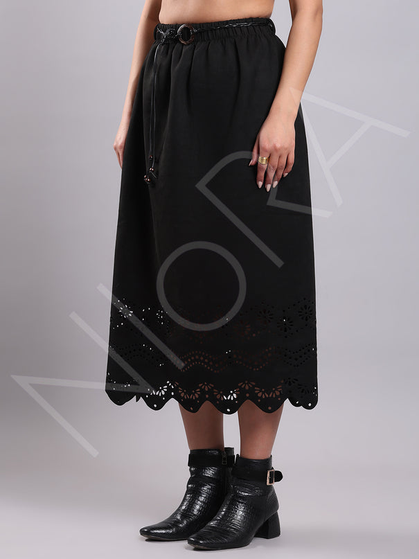 Cutwork Suede Skirt