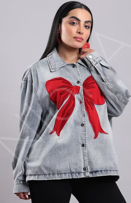 Scarlet Bow Denim Shirt