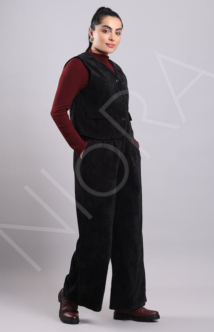 Lace Corduroy 3-Piece Pants Set