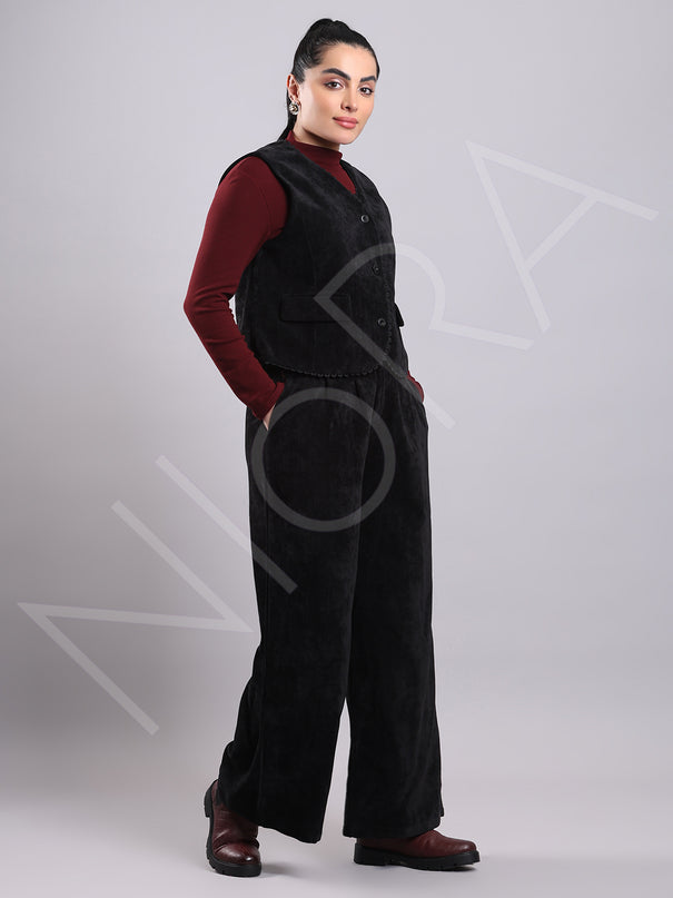 Lace Corduroy 3-Piece Pants Set
