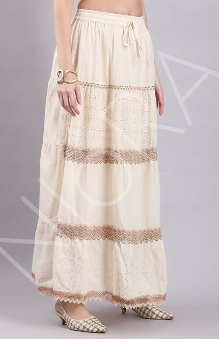 Whisper Crochet Lace Tiered Long Skirt