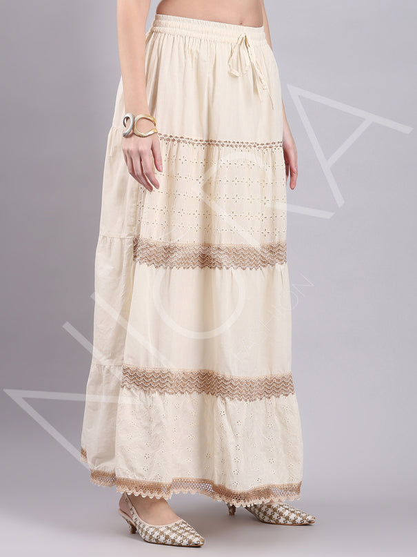 Whisper Crochet Lace Tiered Long Skirt