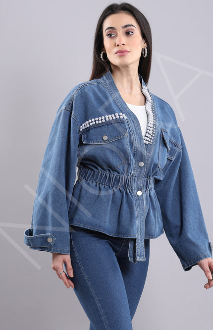 Embellished Denim Top