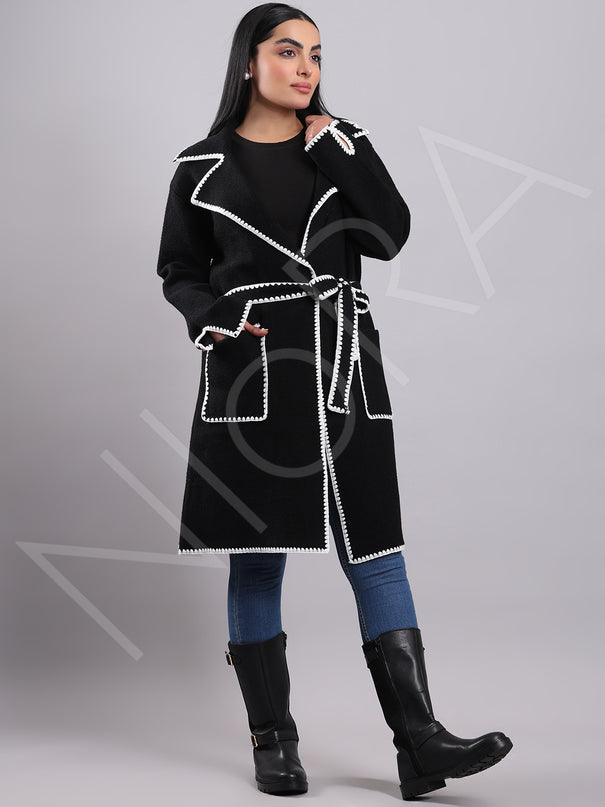 Luxe Contrast Edge Wool Coat