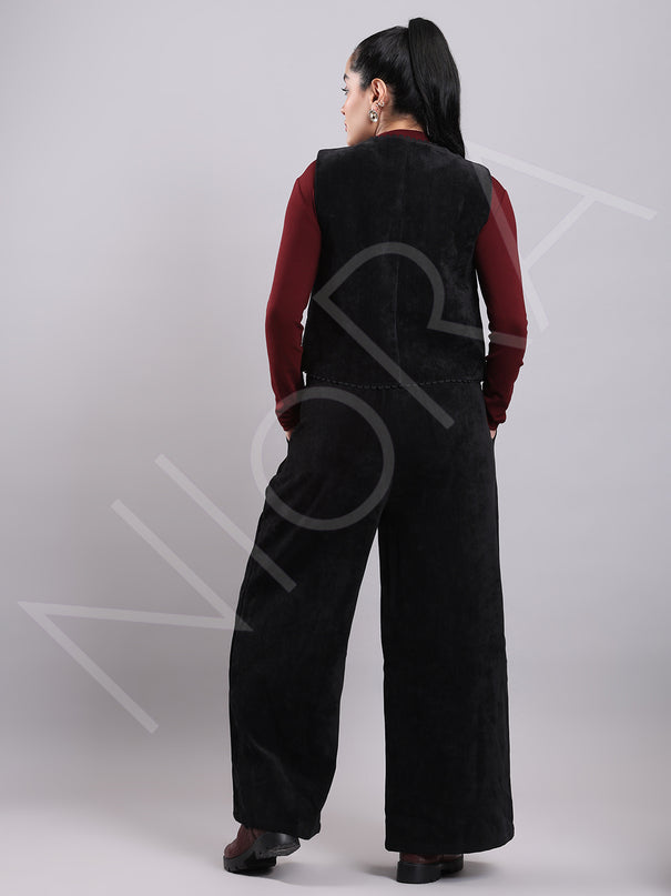 Lace Corduroy 3-Piece Pants Set