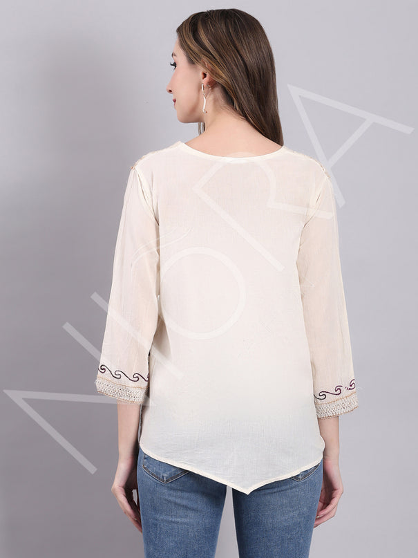 Crochet Lace Bold Embroidered Top