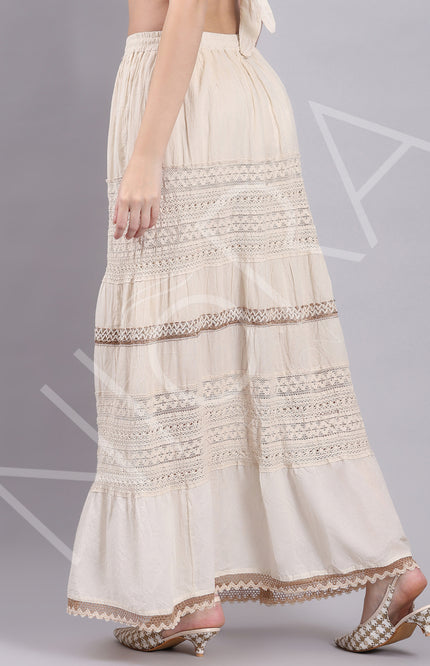 Crochet  Lace Tiered Long Skirt