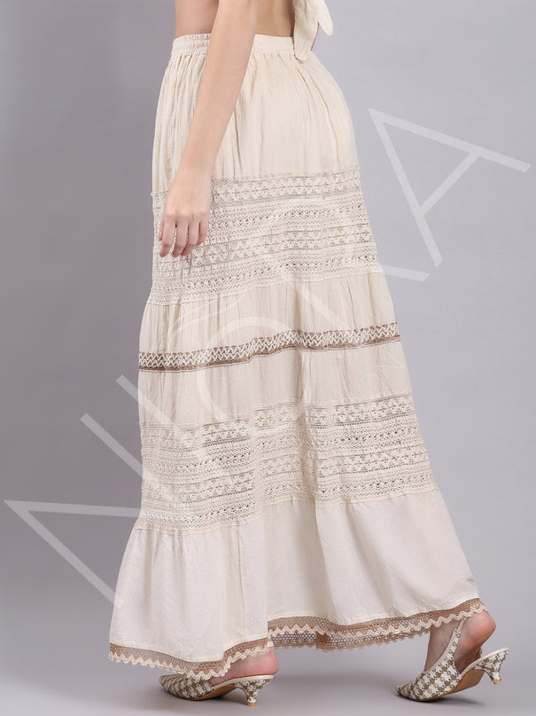 Crochet  Lace Tiered Long Skirt