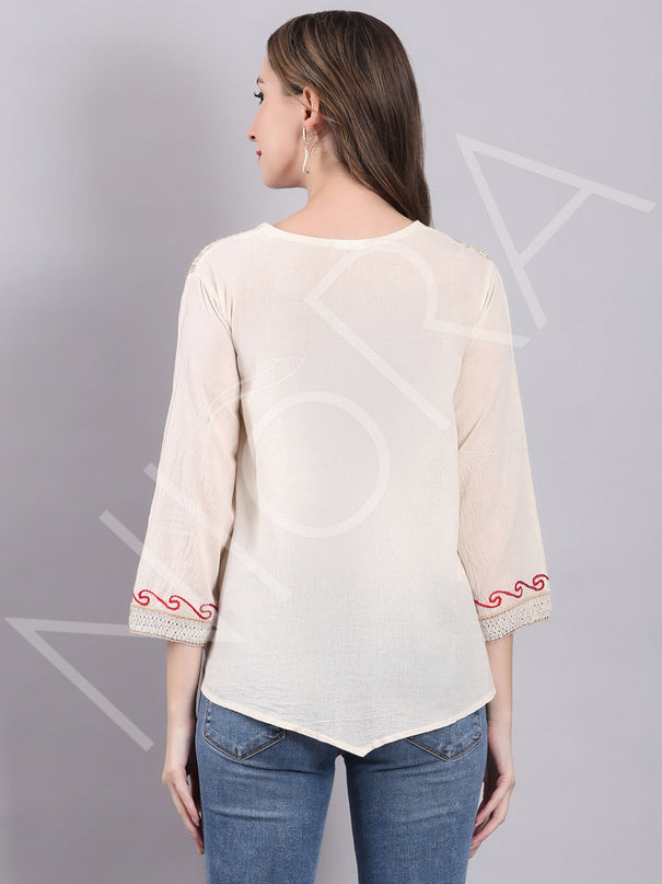 Crochet Lace Bold Embroidered Top