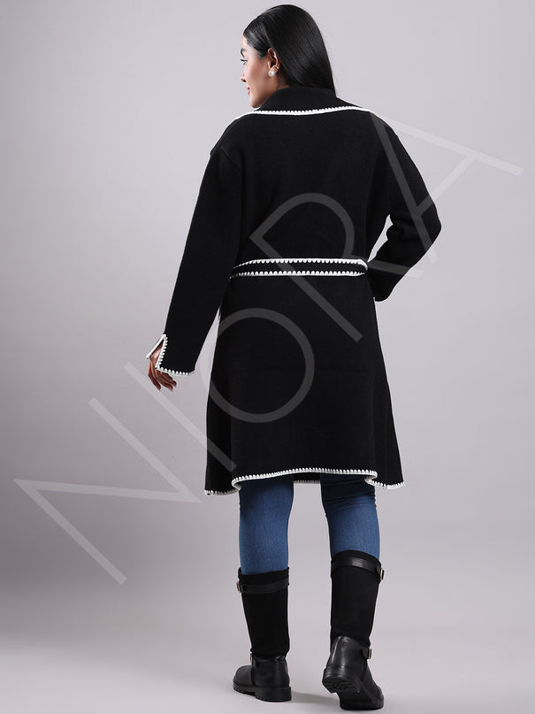 Luxe Contrast Edge Wool Coat