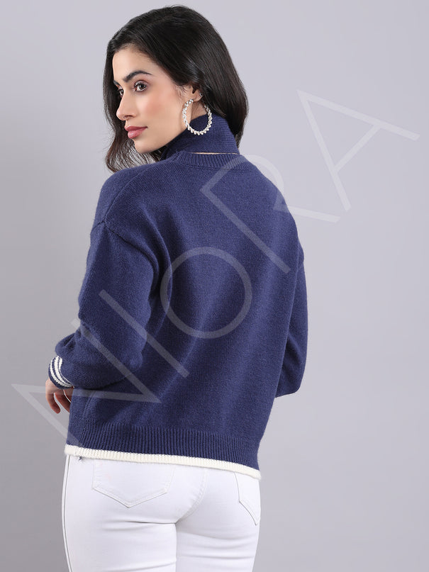 Wrap Neck Knit Pullover
