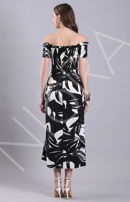 Monochrome Muse Midi Dress