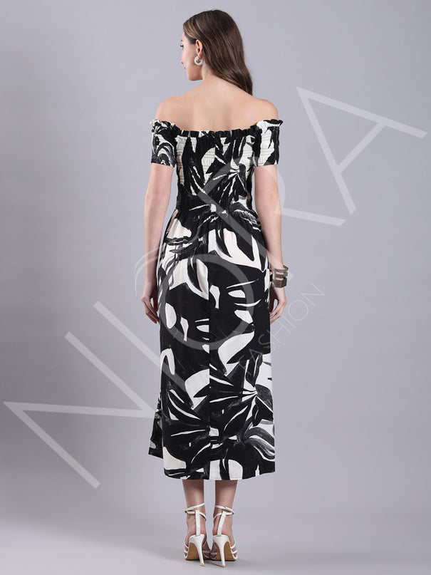 Monochrome Muse Midi Dress