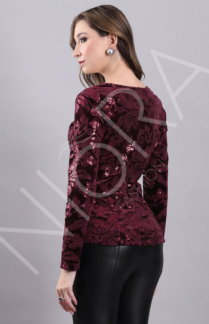 Velvet Majesty Sequin Top