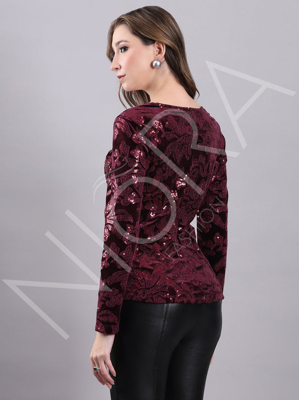 Velvet Majesty Sequin Top