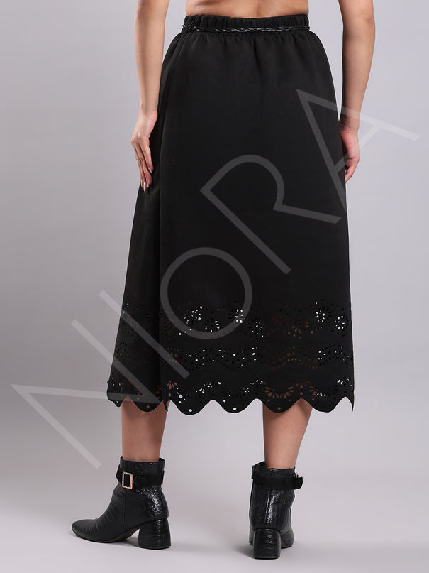 Cutwork Suede Skirt