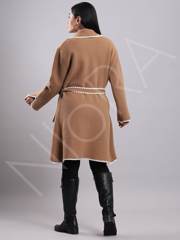 Luxe Contrast Edge Wool Coat