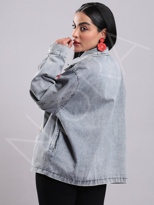 Scarlet Bow Denim Shirt