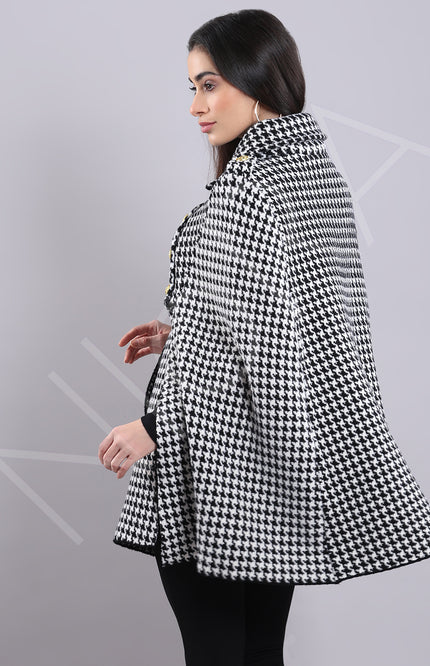 Houndstooth Cape Coat