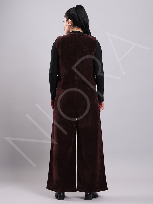 Lace Corduroy 3-Piece Pants Set