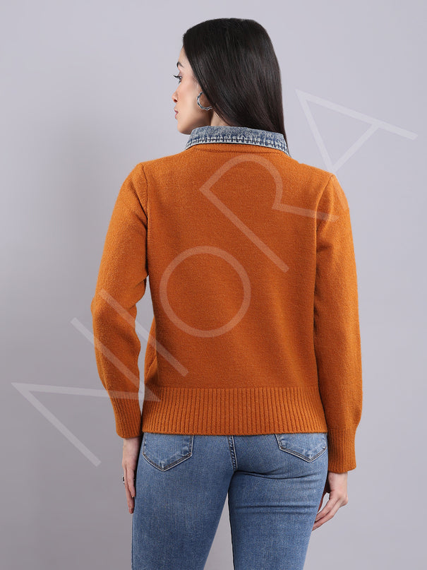 Denim Detail Cardigan