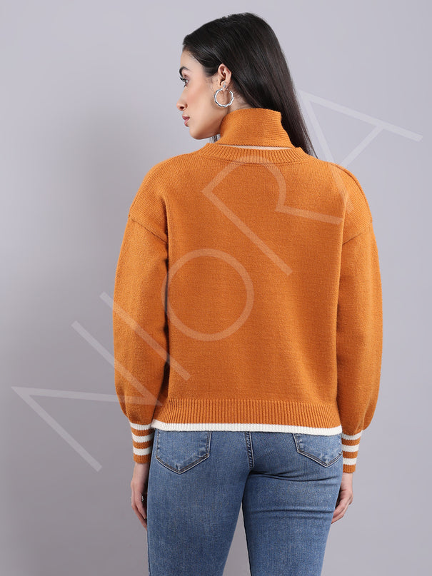 Wrap Neck Knit Pullover