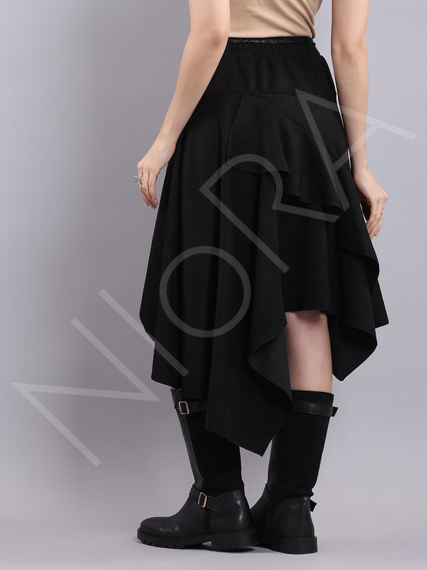 Asymmetric Suede Skirt