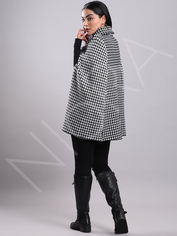 Houndstooth Cape Coat