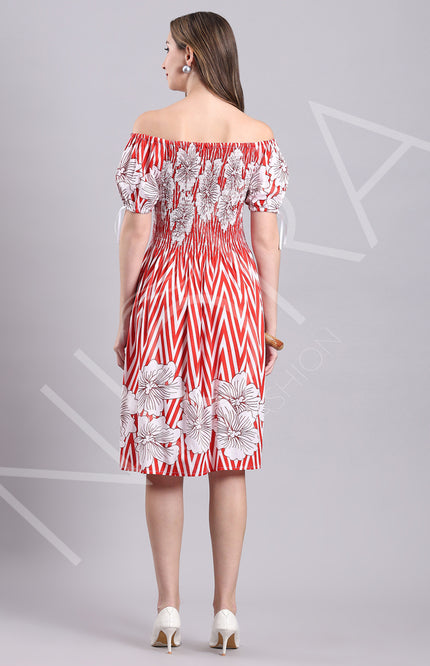 Flora Flame Midi Dress