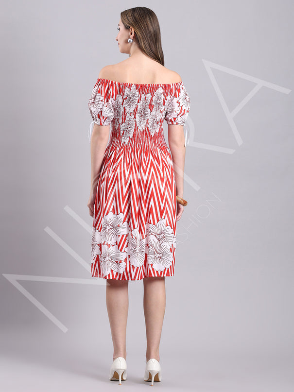 Flora Flame Midi Dress