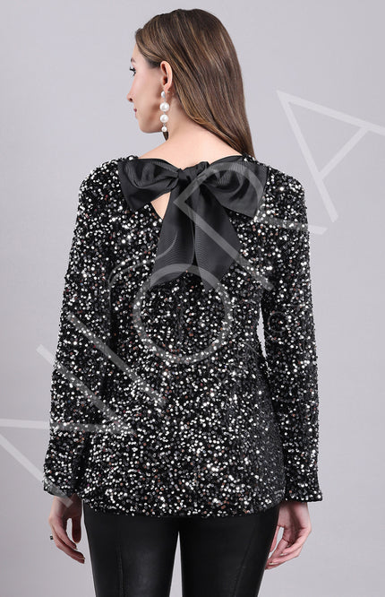 Black Halo Sequin Top