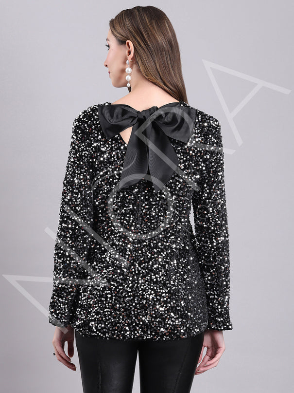 Black Halo Sequin Top