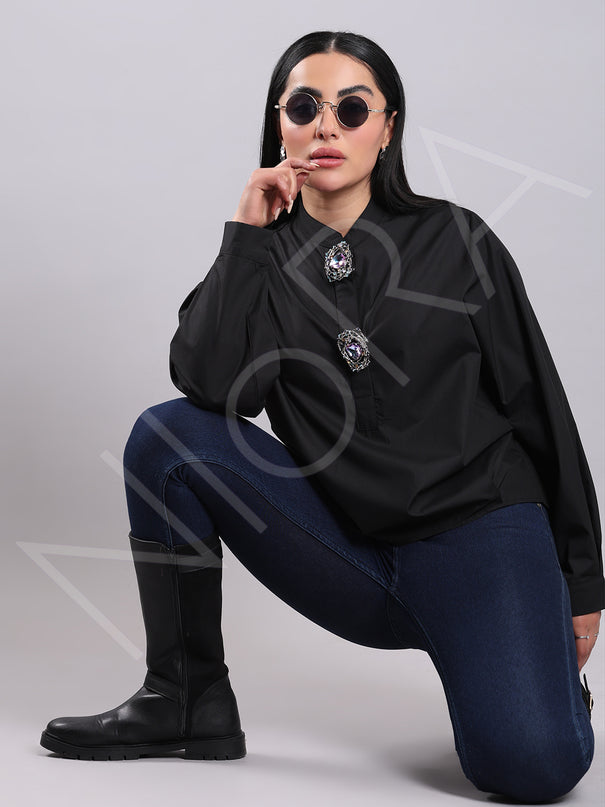 Jewel Dual Brooch Shirt