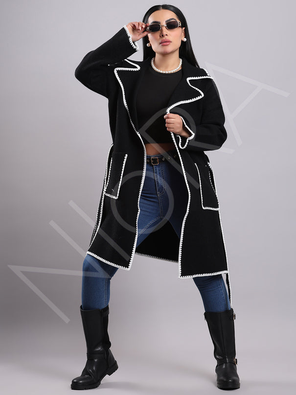 Luxe Contrast Edge Wool Coat