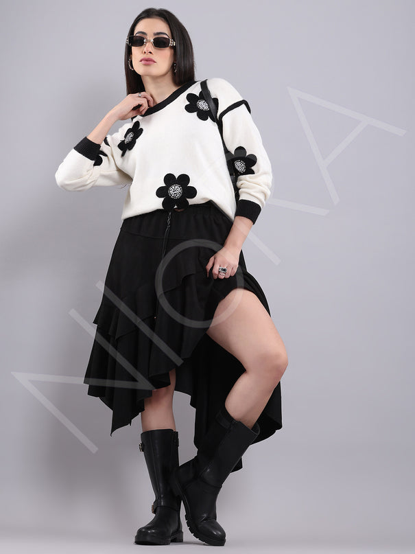 Asymmetric Suede Skirt