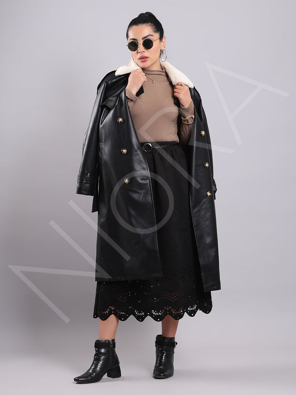 Cutwork Suede Skirt