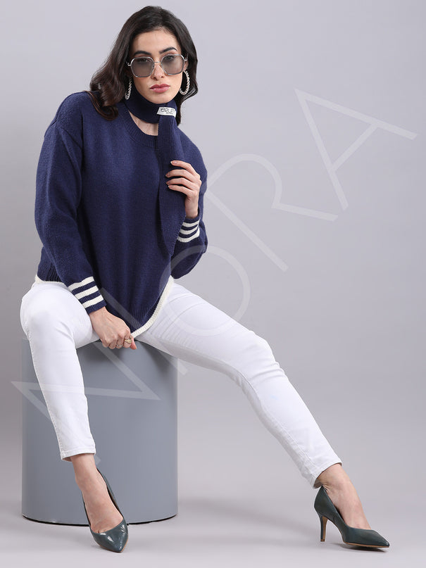 Wrap Neck Knit Pullover