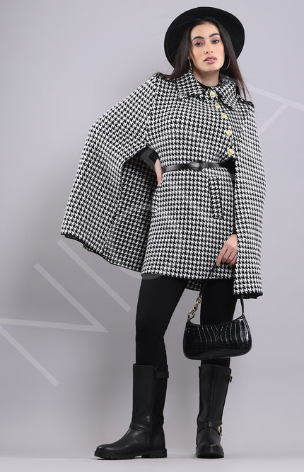 Houndstooth Cape Coat