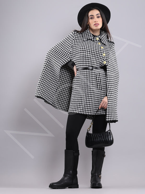 Houndstooth Cape Coat