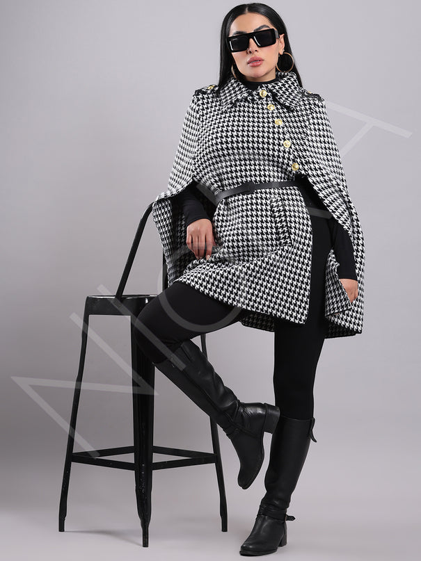 Houndstooth Cape Coat