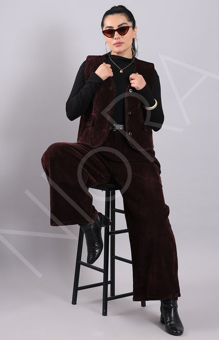 Lace Corduroy 3-Piece Pants Set
