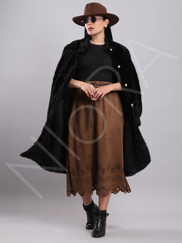 Cutwork Suede Skirt