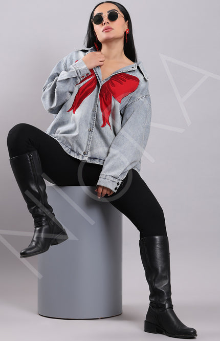 Scarlet Bow Denim Shirt