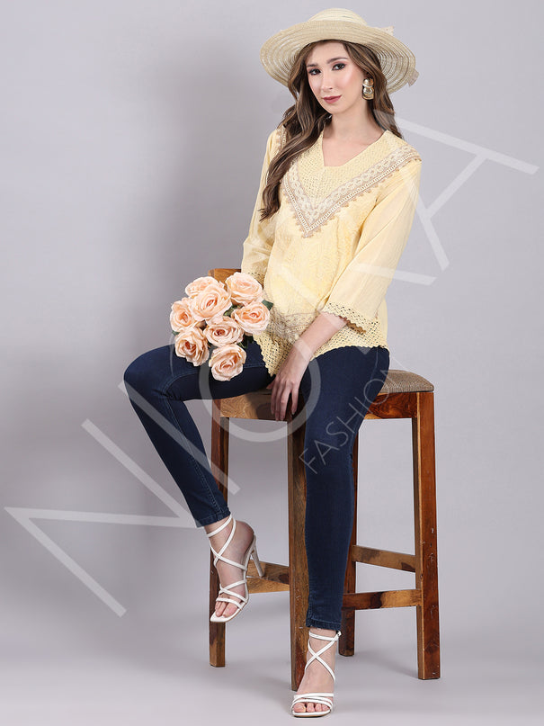 Crochet Lace Embroidered Top