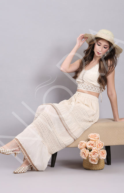 Crochet  Lace Tiered Long Skirt