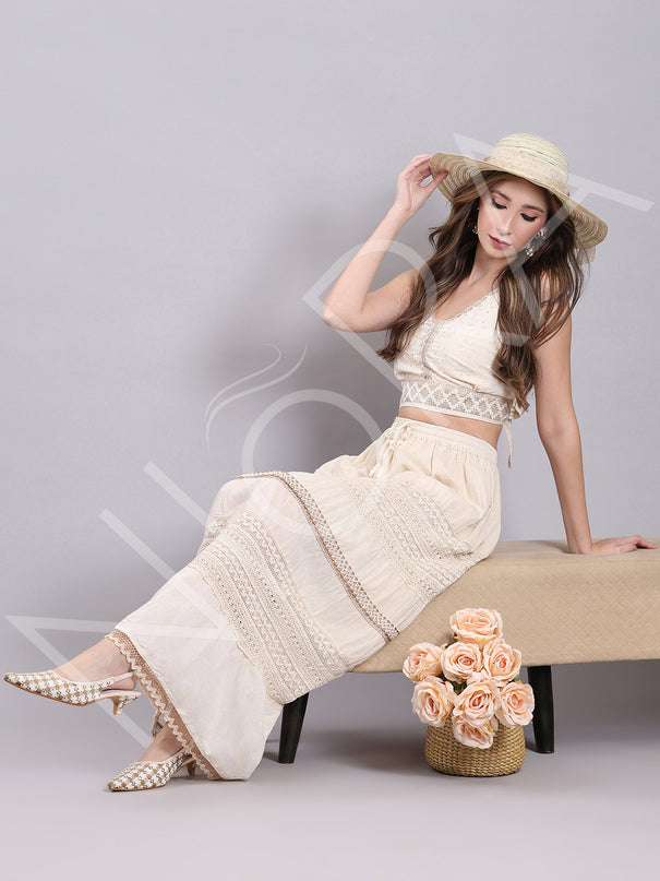 Crochet  Lace Tiered Long Skirt