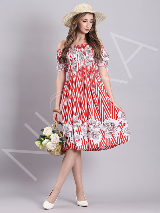 Flora Flame Midi Dress