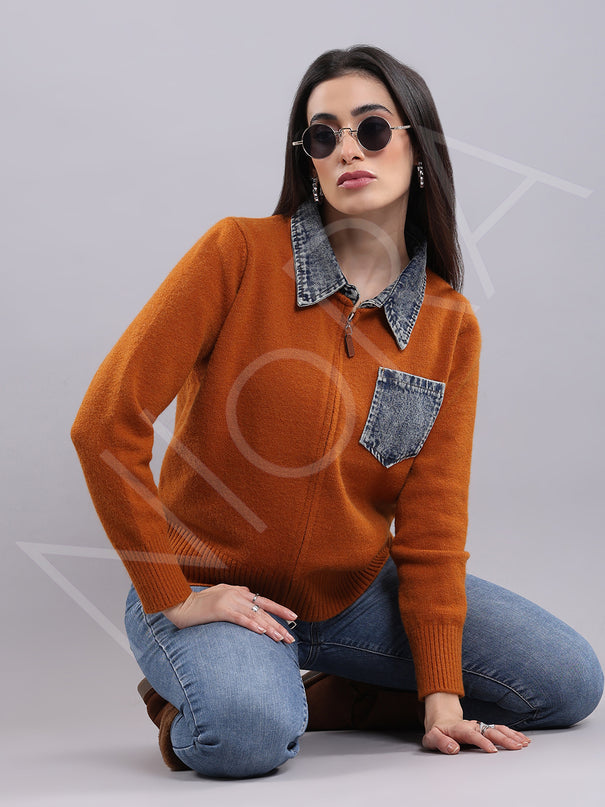 Denim Detail Cardigan
